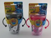2 x Nuby Trainer Sipeez 360 Degree Wonder Cup Handles Pink Grey Baby 6m+ NEW