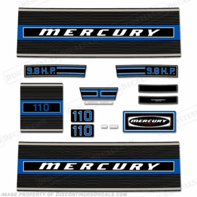 Fits Mercury 1975 9.8HP Outboard Engine Decals