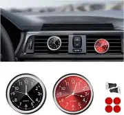 2PCS Mini Luminous Analog Clocks, Car Clock with Vent Clip & Adhesive Tape, Tiny