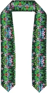 [WURTON] Colorful Tropical Leaf Print Unisex Adult Graduation Stole Class Of 2024 Polyester Shawl Stole With Trim Honor