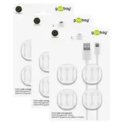 12x Goobay 3 Slots Adhesive Cable 3.43cm Organiser Cord/Wire Management Black