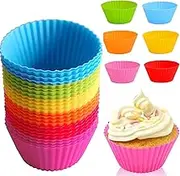 XUTONG 30 Pack Silicone Baking Cups, 2.75'' Reusable Silicone Muffin Liners, Nonstick Cupcake Liner Assorted Bright Colors, for Cake Balls, Muffins, Cupcakes and Candies