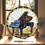 Piano Stained Glass, Piano Suncatcher, Music Instrument Suncatcher Decoration