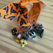 HALLOWEEN SKULL WITCH WITCHES HAT SPIDER ETC Wine Glass Charm Rings Set Of 6