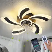 Ventiladores de techo modernos negros con luces, perfil bajo