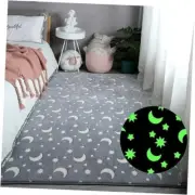 Large Playroom Rug for Kids Glow in The Dark Star Area 63'' x 78.7'' Grey Star