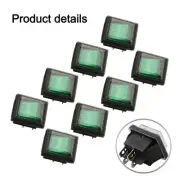 8PCS Waterproof Rocker Switch with Green Light for Boats and Appliances