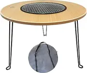 WillBBQ All-in-One Portable BBQ Table – Foldable Outdoor Camping Grill with Carrying Bag for Easy Transport (Bamboo)