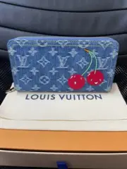 Louis Vuitton x Takashi Murakami Zippy Wallet Monogram M23161 cherry denim