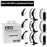6 ROLLS Replacement for Brother QL-700 QL-800 DK-2205 Continuous Length Label