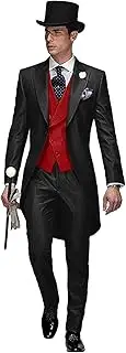 [Wemaliyzd] Men's 3 Piece Wedding Suit Tailcoat Tuxedo Long Tail Collar Vest Pants