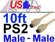 Lot10 10ft PS2 6pin DIN Male~M Switch Box Patch Cable/Cord,Mouse/Keyboard/KVM