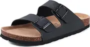 [Comwarm] Women's Cork Footbed Mules Sandals, Comfortable Summer Beach Slide with Adjustable Buckle Slippers