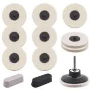 Rustark 13Pcs 3" Compressed Wool Fabric Disc Felt Polishing Buffing Pads Whee...