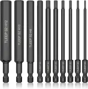 10 X Long 100MM 1/4 Inch Hex Head Allen Wrench Drill Bits, Big 12Mm to Small 1.5