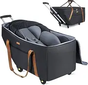 [Tonyeee] Infant Car Seat Travel Bag with Wheels Fits Chicco KeyFit 30,Nuna Pipa,UPPAbaby MESA, Padded Car Seat Bags for Airplane, Gate Check Bag with Side Pocket, Removable Cover for Air Travel, Black