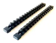 2 GOLIATH INDUSTRIAL 3/8 ABS MOUNTABLE SOCKET RAIL HOLDER ORGANIZER BLACK SH38BL