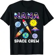 [X.Style] Nana Space Crew Nana of The Birthday Boy Astronaut ds1170 T-Shirt (XL) Black