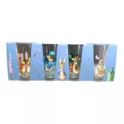 Beatrix Potter Peter Rabbit Glass Tumblers 16oz Set of 4 Spring Floral NEW
