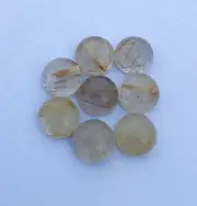 Rutilated Quartz Round Shape Cabochon, Natural Gemstones Calibrated Loose Stones