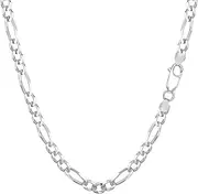 [Jewelry Affairs] Sterling Silver Rhodium Plated Figaro Chain Necklace, 3.7mm, 24"