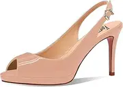 [VogueVent] Women's High Heels Platform Peep Toe Pumps Stiletto Heel Slingback Party Dress Office Fashion Shoes Patent Leather Sandal Pumps