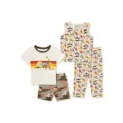 Wonder Nation Toddler Boys Pajama Set-4-Piece-Safari-5T-NWT