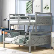 Modern Twin over Full Bunk Bed Frame with Ladder for Kids Teens Adults