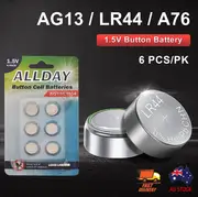 LR44 Battery AG13 A76 Button Cell Batteries Alkaline 1.5V ALLDAY