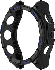 LOKEKE Compatible with Garmin Fenix 8 Solar 51mm Protective Case Cover, TPU Protective Case Cover Shell Compatible with Garmin Fenix 8 Solar 51mm(Black + Blue)