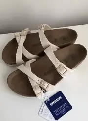 NEW Birkenstock Franca Crisscross Slide Sandal Eggshell Size 8US / 39EUB