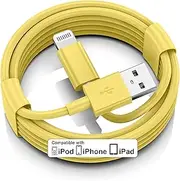 FUPYWP Car iPhone Carplay Cable, Car Charger Cord, USB A to Lightning Cable Fast Charging & Data Transfer for iPhone 14/13/12/11 Pro Max XR XS X 8 7 6 Plus SE Tangle-Free,3ft Yellow