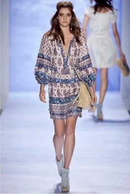 Rebecca Taylor Dress Sz 2 Silk Mini Bohemian Rave Mini Runway 2016