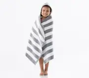 Pottery Barn Kids Rugby Stripe Bath Wrap - PreMonogramed DUNCAN White/Gray