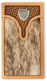 Ariat Western Mens Rodeo Wallet Leather Calf Hair Basket Weave Concho A3561648