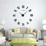 Roman Numerals Mirror Big Clocks Stickers Watches - black