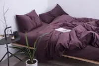 在飛比找Yahoo!奇摩拍賣優惠-#S.S 加厚良品風格天鵝絨輕柔棉材質雙人單人床包組 深紫色