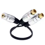 Gold Plated Cable 3.5mm Female to 2RCA Female Connector Cord Wire Line