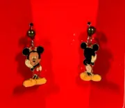 DISNEY'S GIRLS PAIR OF DROP PIERCED MICKEY MOUSE ENAMEL EARRINGS + STUD PAIR NEW