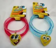 Spongebob Blue&Pink 2.5" triple plastic Bracelets with 1.5" Spongebob charms Set