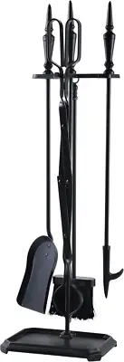 Gothic Fireplace Tools Set, 5-Pieces Indoor Outdoor Sturdy Fire Place Poker Sets