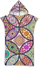Proumhang Adult Beach Towel,Microfiber Hooded Bath Towel,Changing Towel Robe,Mandala Series,Wetsuit Changing,Towel Poncho Blanket for Beach Surfing Swimming Bathing,75x110cm (30" x 43"),Style 3