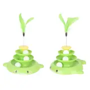 Green Cat Ball Tower Toy 3 Level Detachable Pet Track Interactive Toy With