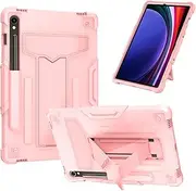 [JOJOBE] Galaxy Tab S9 11 inch 2023 / S9 FE 2023 Protective Case with Pen Holder, Hard Durable Rugged Shockproof Cover Case with Kickstand for 2023 Release Samsung Tab S9 FE-Rosegold