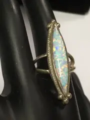 NEW UNIQUE SOUTHWESTERN OPAL AND STERLING SILVER RING BY Designer OTT Size 7.5