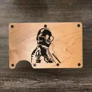 Wood Wallet Minimalist Laser Engraved with Elton John