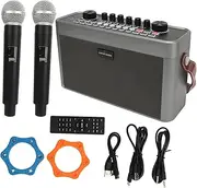 Vomeko Karaoke Machine with 2 Wireless Microphone Sound Card,Bluetooth Speaker A LL in ONE,Portable Karaoke,Singing Machine,for Outdoor Indoor Live Streaming Singing