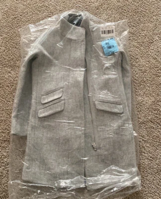 NWT J.Crew Coat Wool Cocoon Light Gray Jacket Sz 0