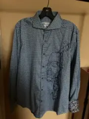 Robert Graham Mens Button Down T-Shirt Size Medium Color Blue