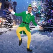5Pcs/Set Buddy the Elf Costume Men Christmas Elf Costume Cosplay Set Costume